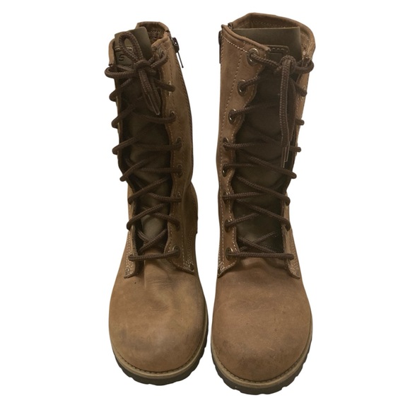 Vintage Y2K Skechers Leather Mid-Calf Lace Up Combat Boots Brown Women’s 7.5 - Picture 2 of 12